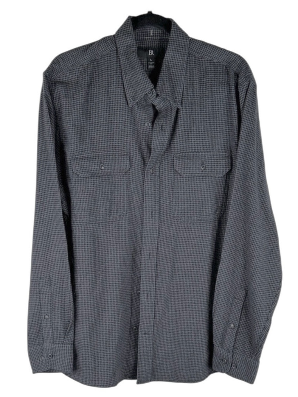 Banana Republic Men's Black & Gray Micro Houndstooth Long‎ Sleeve Shirt Size L